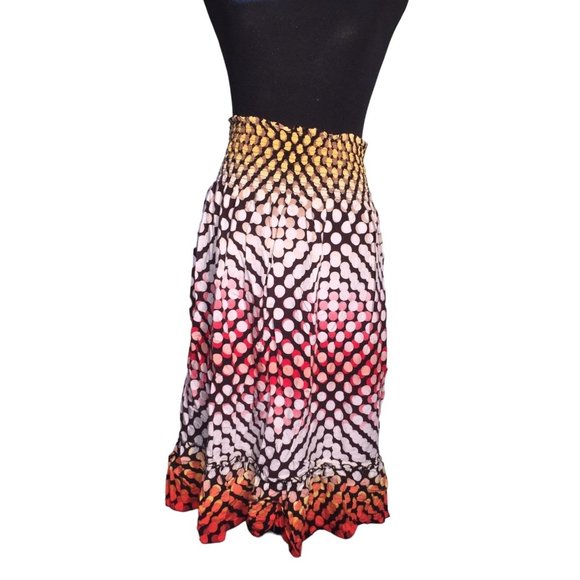 Catch My i - Colorful Dot Illustion looking Gypsy Skirt - Medium Length - Womens - Picture 4 of 11